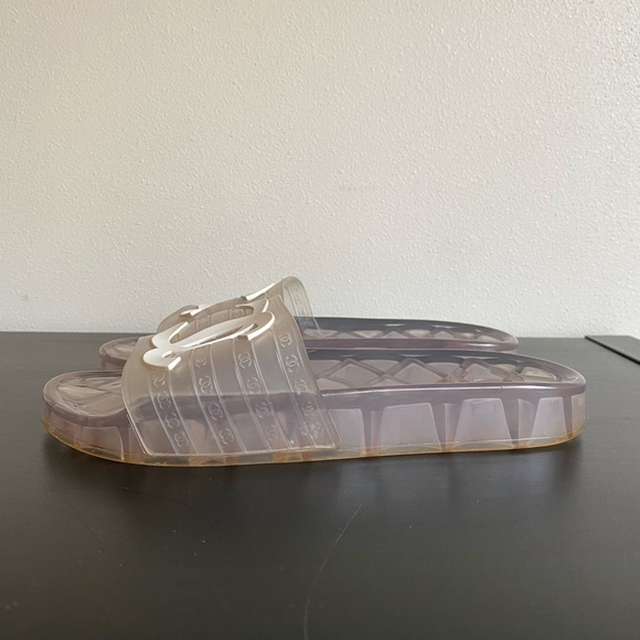 EUC Chanel CC Clear PVC Plastic Pool Sides size 37 w/dustbag fits 6/6.5 - Picture 3 of 12